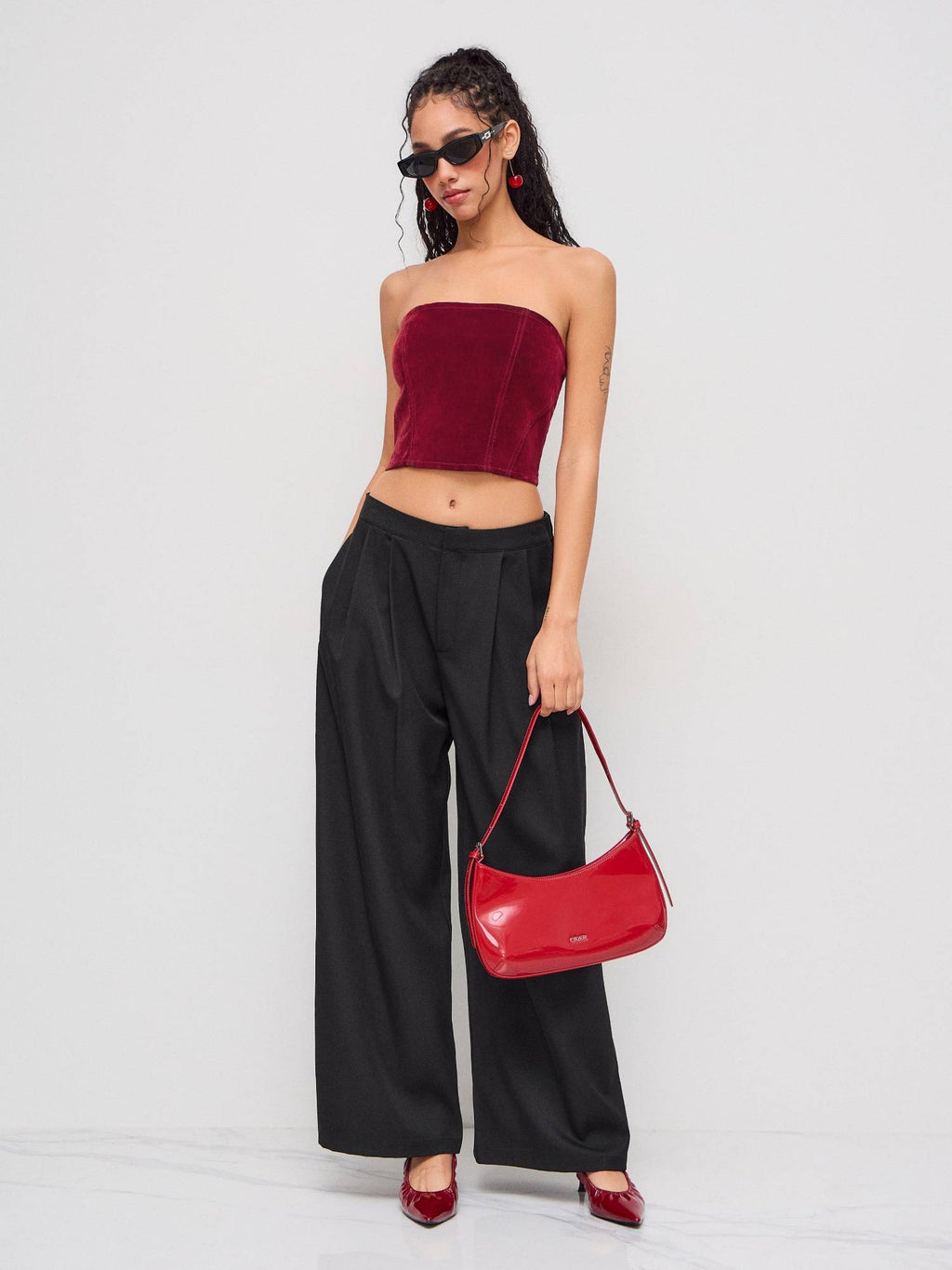 Stretch Denim Zipper Cropped Tube Top | TT90 - view 3