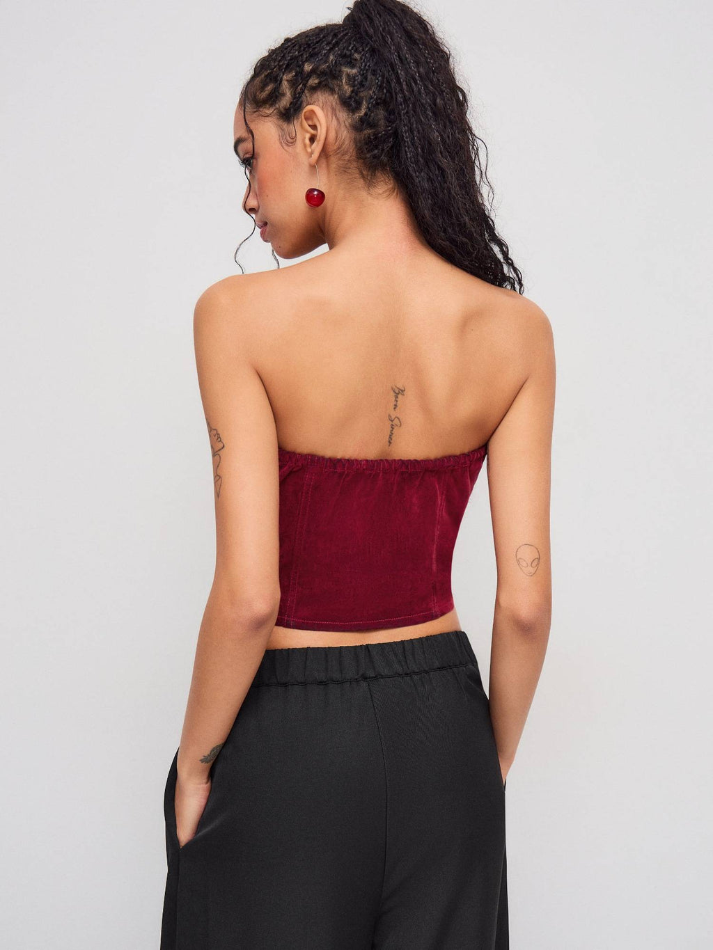 Stretch Denim Zipper Cropped Tube Top | TT90 - view 6