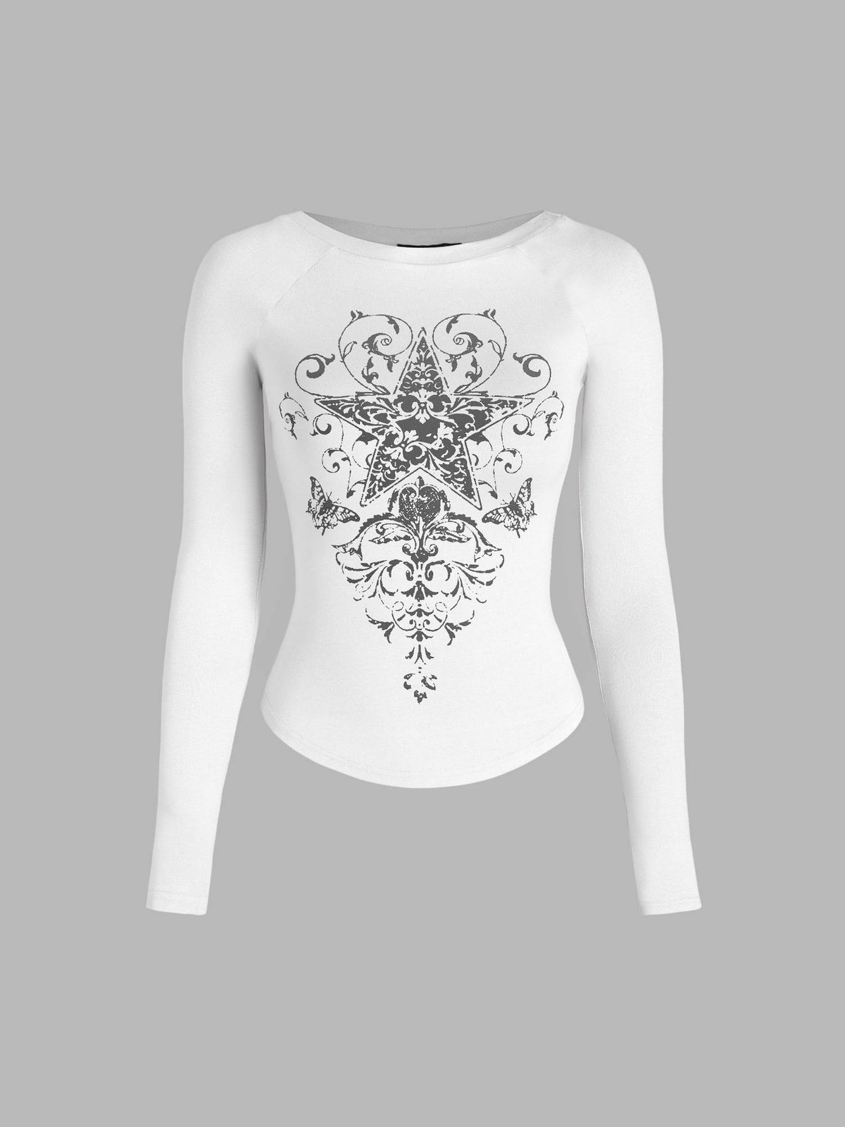 Boat Neck Star Graphic Long Sleeve Tee | TS56 - view 7