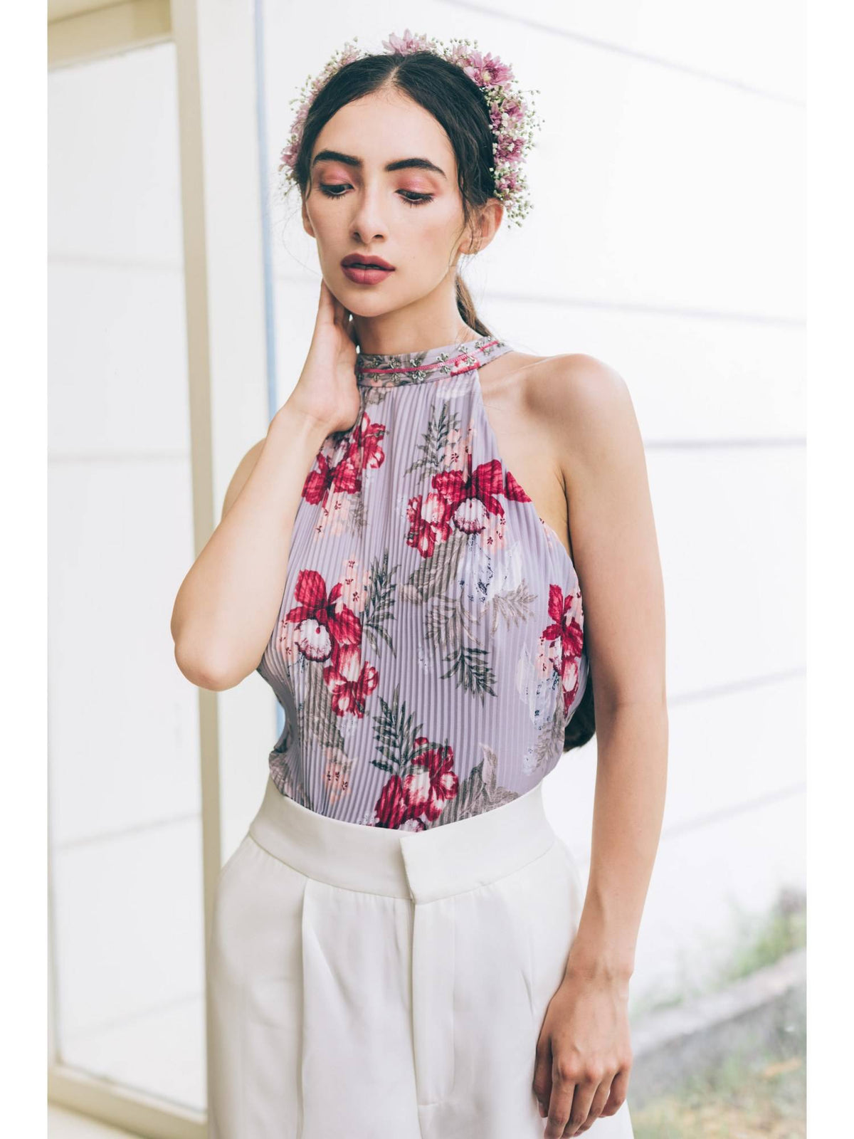 Taylor Purple Halter Neck Top | HT67 - view 1