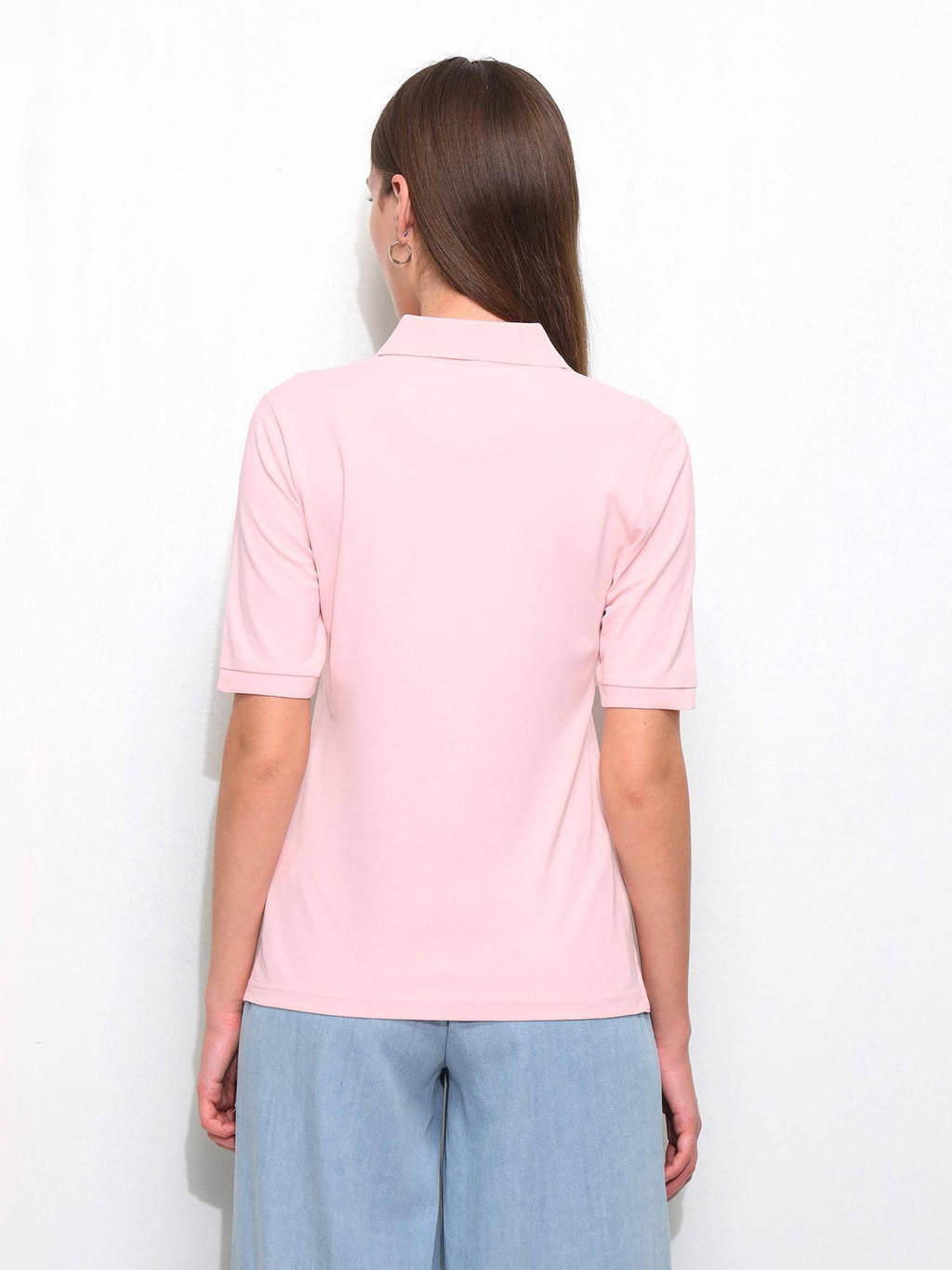 Pink Women Solid Regular Fit Polo T-Shirt | PW43 - view 5