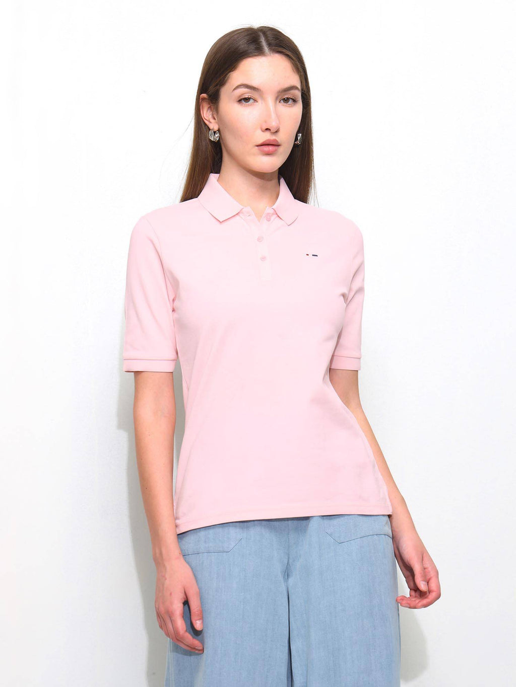 Pink Women Solid Regular Fit Polo T-Shirt | PW43 - view 6