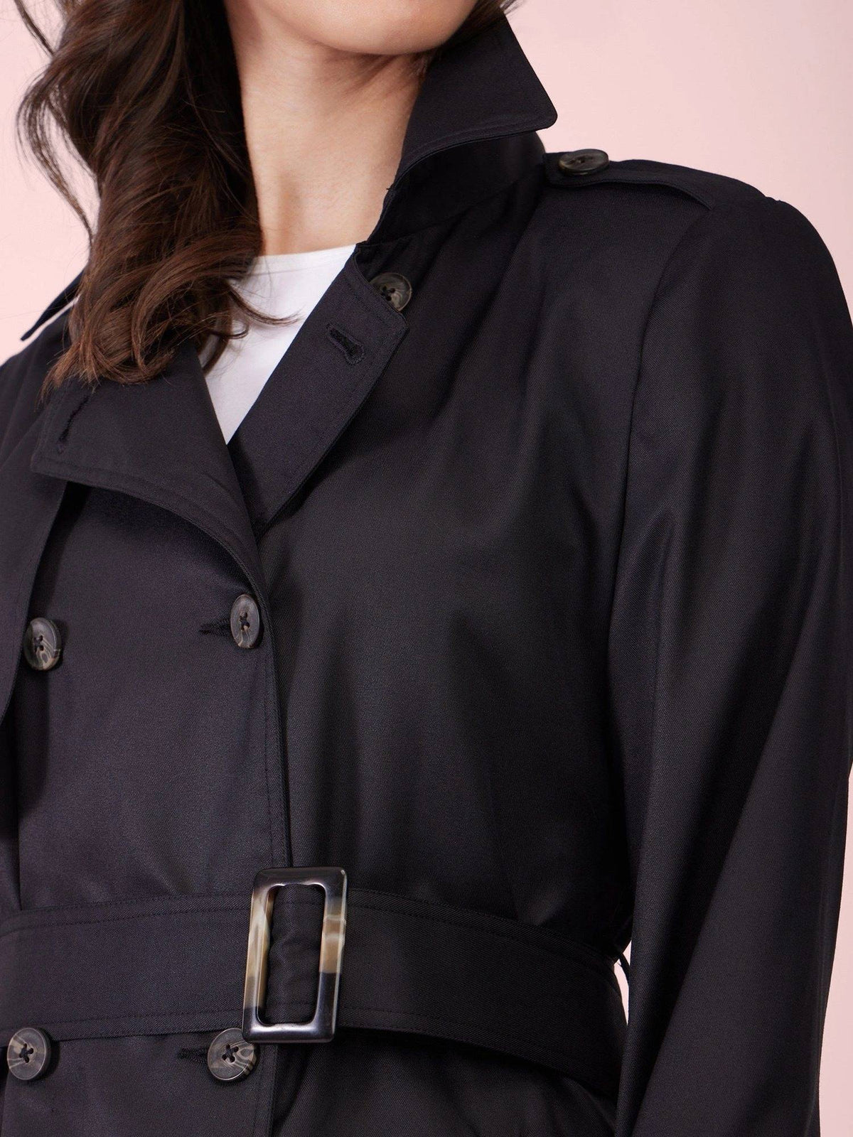 Black Double Trench Coat with Belt (Set of 2) | JC78 - view 2