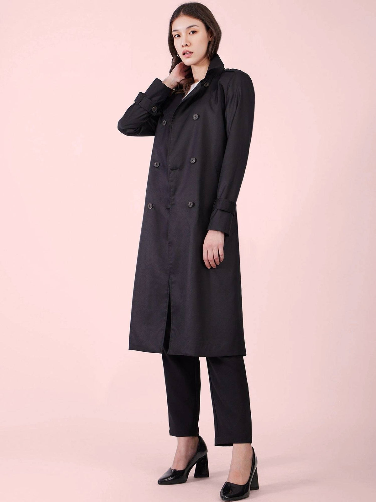 Black Double Trench Coat with Belt (Set of 2) | JC78 - view 3