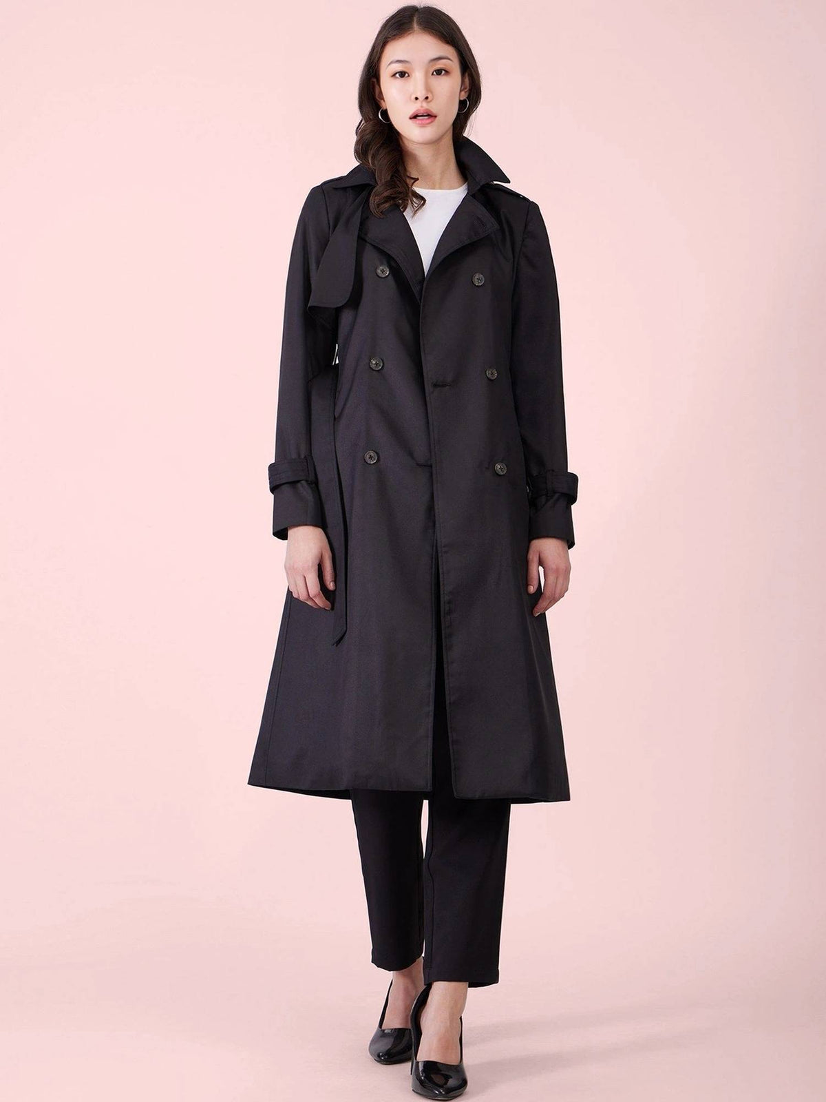Black Double Trench Coat with Belt (Set of 2) | JC78 - view 4