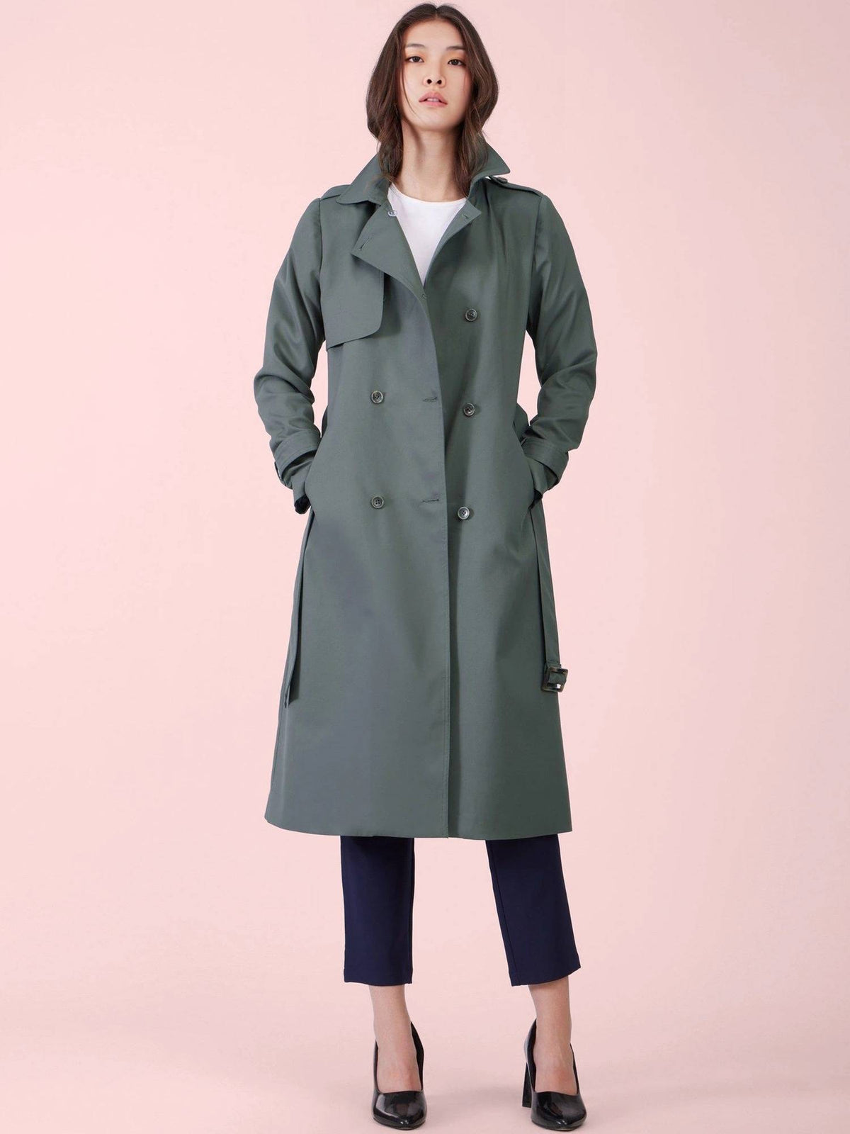 Black Double Trench Coat with Belt (Set of 2) | JC78 - view 7