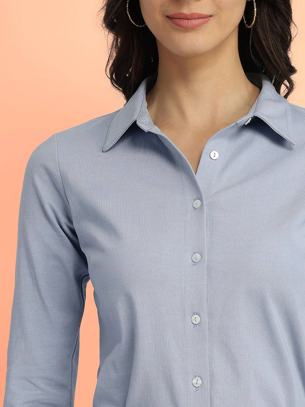 Cotton Knit Shirt - Blue | S67 - view 2