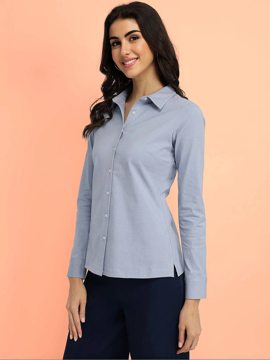 Cotton Knit Shirt - Blue | S67 - view 4