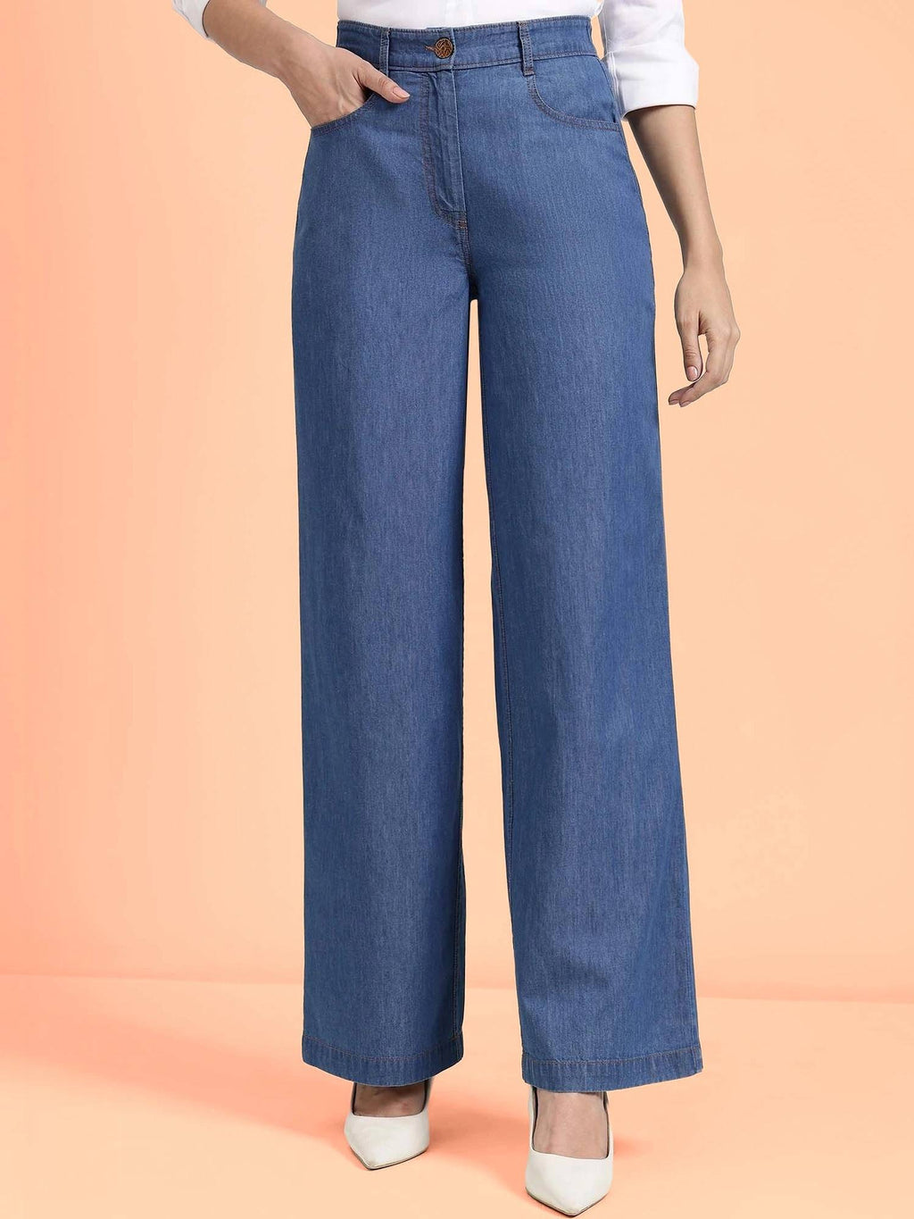 Blue Denim Wide Leg Jeans | BG78 - view 1
