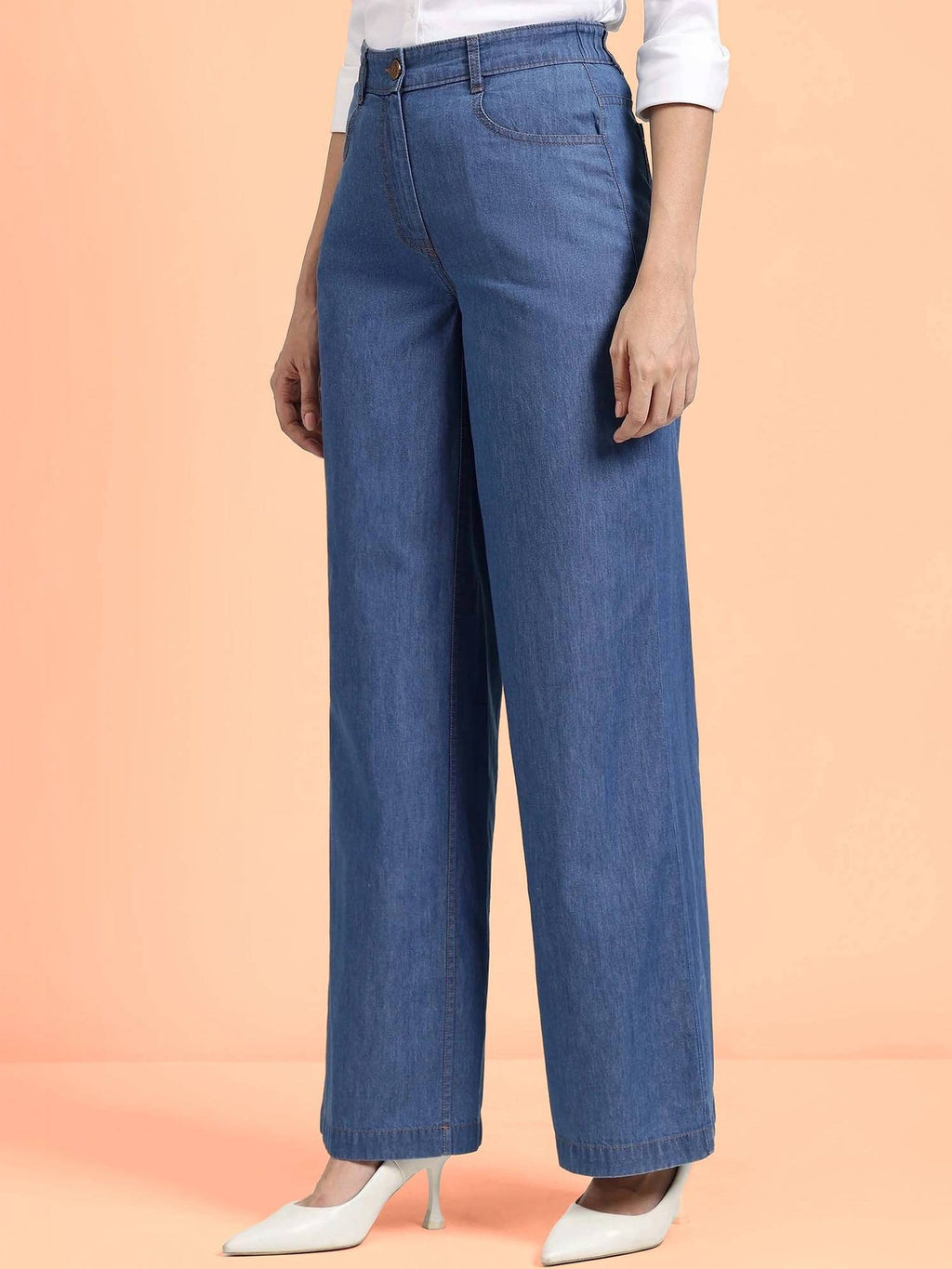 Blue Denim Wide Leg Jeans | BG78 - view 3