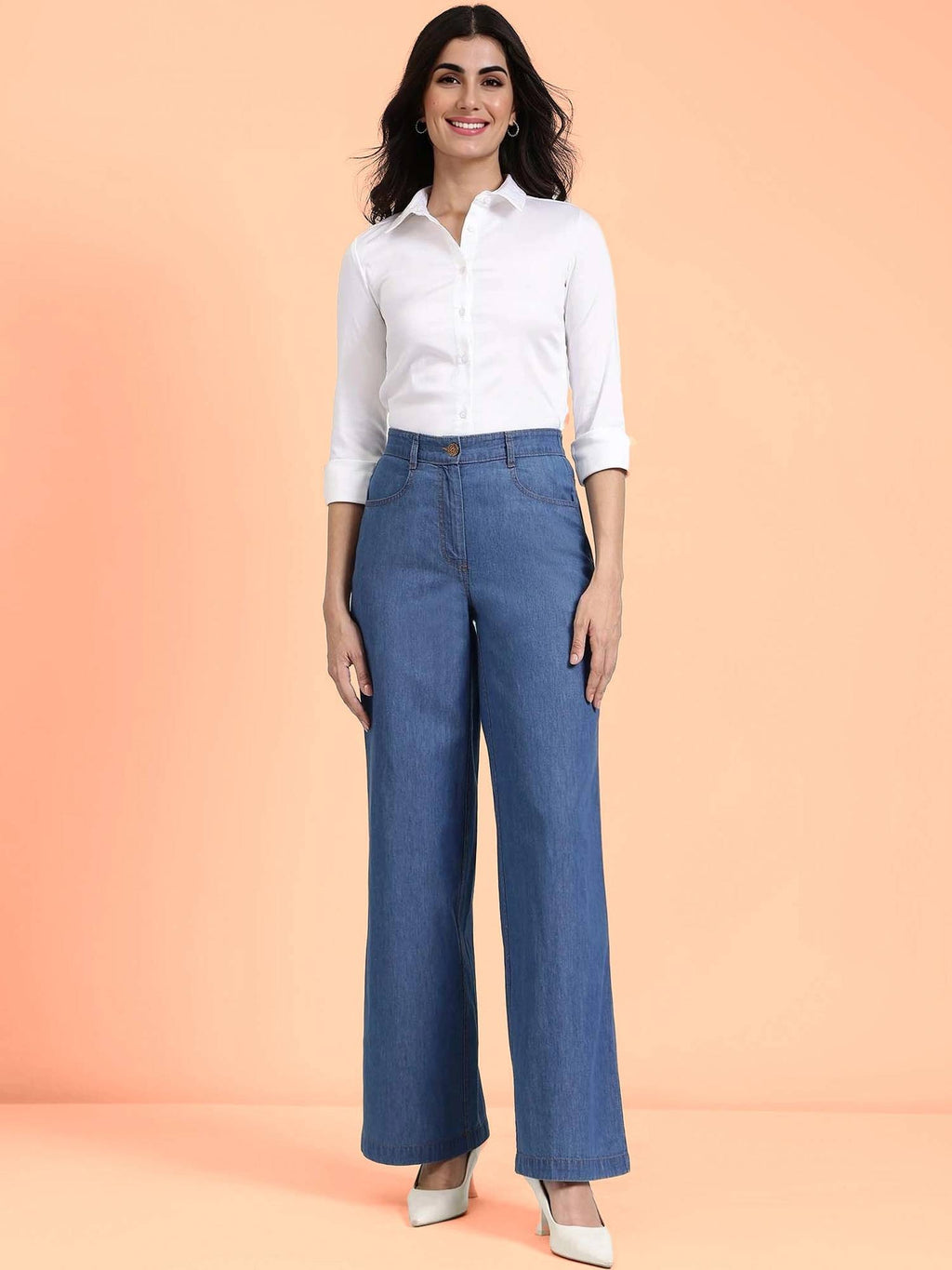 Blue Denim Wide Leg Jeans | BG78 - view 4