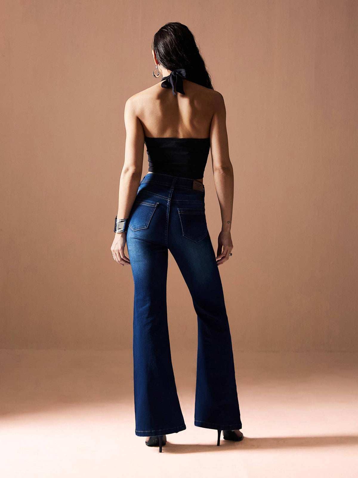 Women's Blue Bootcut Mid Rise Jeans | BT10 - view 4