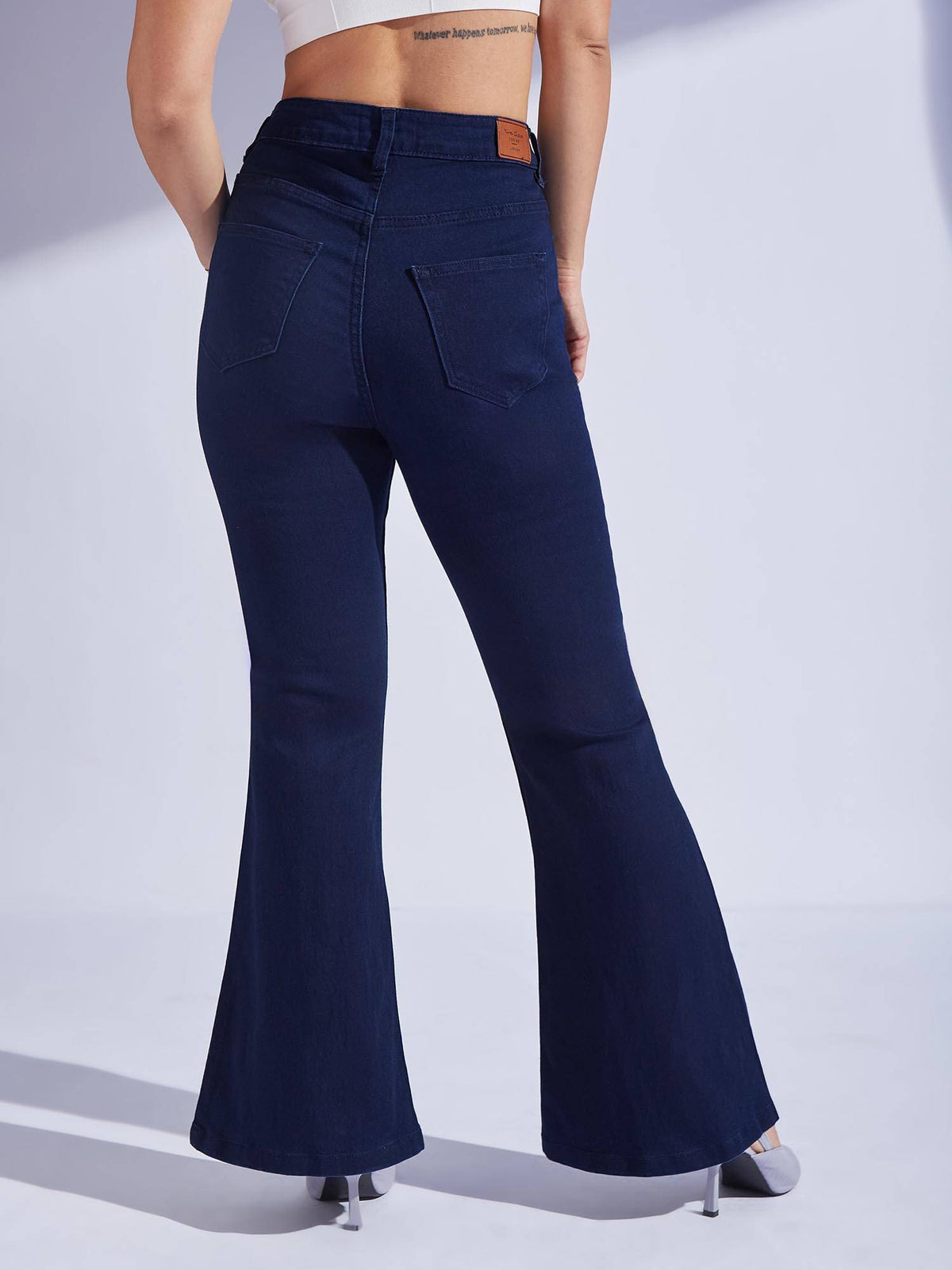 Women's Navy Blue Bootcut High Rise Denim Jeans | BT10 - view 4