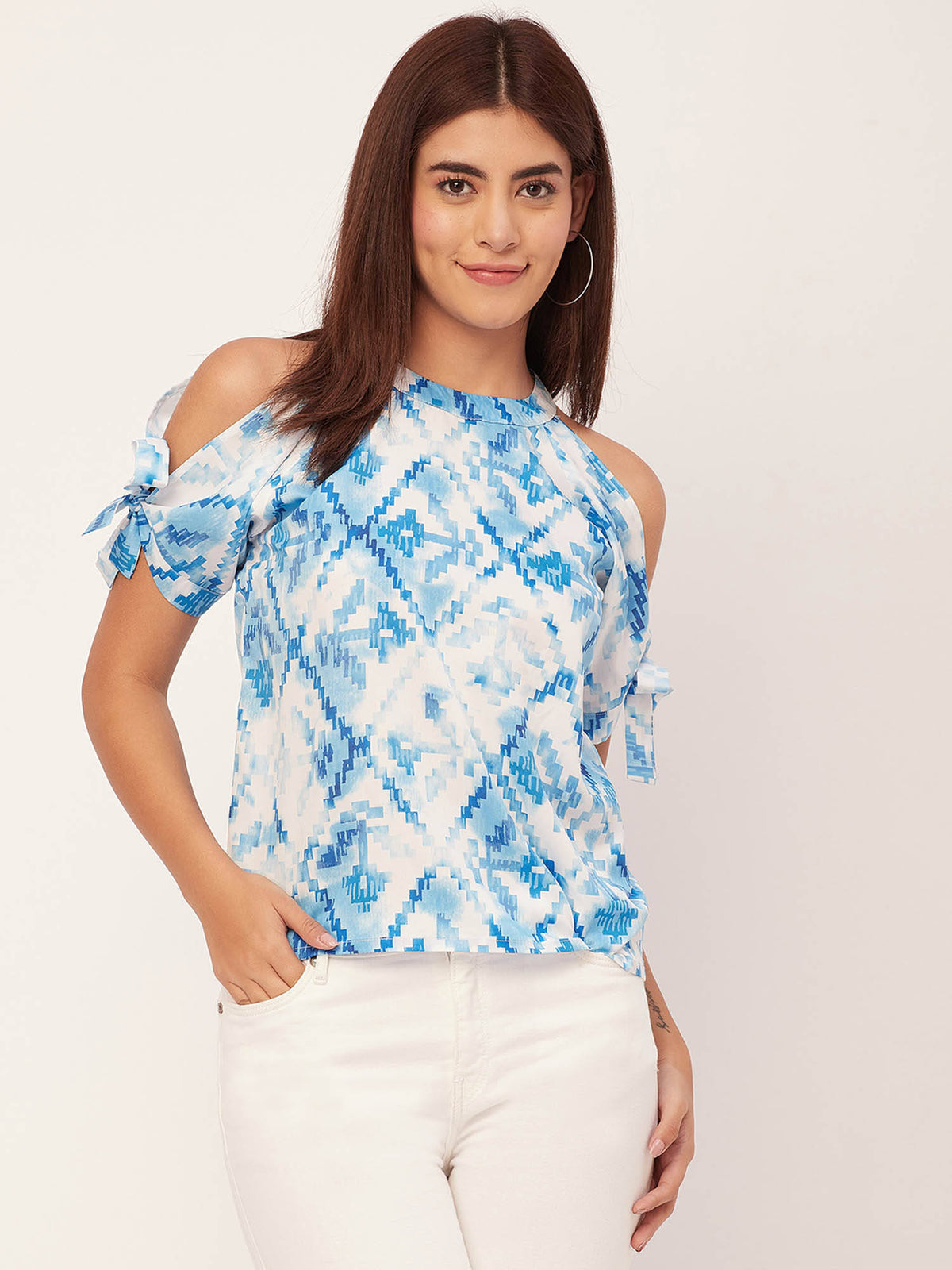 Women Free Fit Polyester Paisley Black Top | HT67 - view 13
