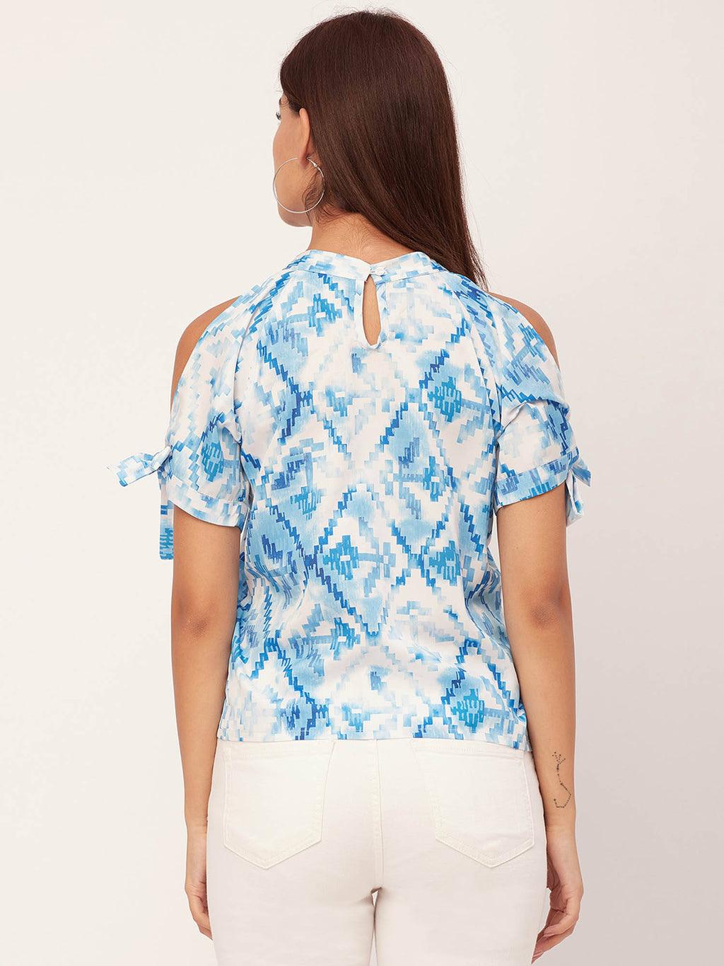 Women Free Fit Polyester Printed Blue Top | HT67 - view 3