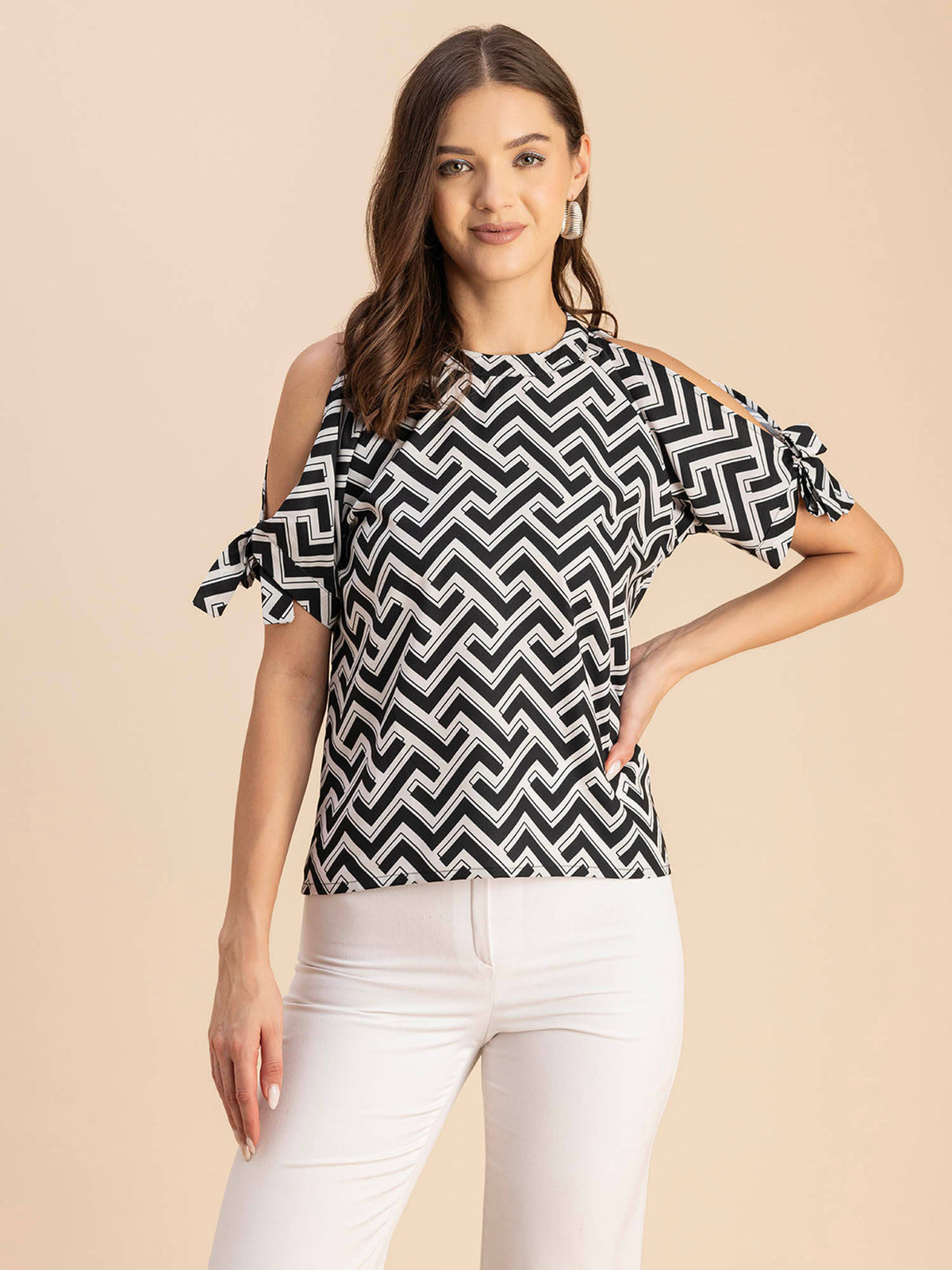 Women Free Fit Polyester Printed Blue Top | HT67 - view 13