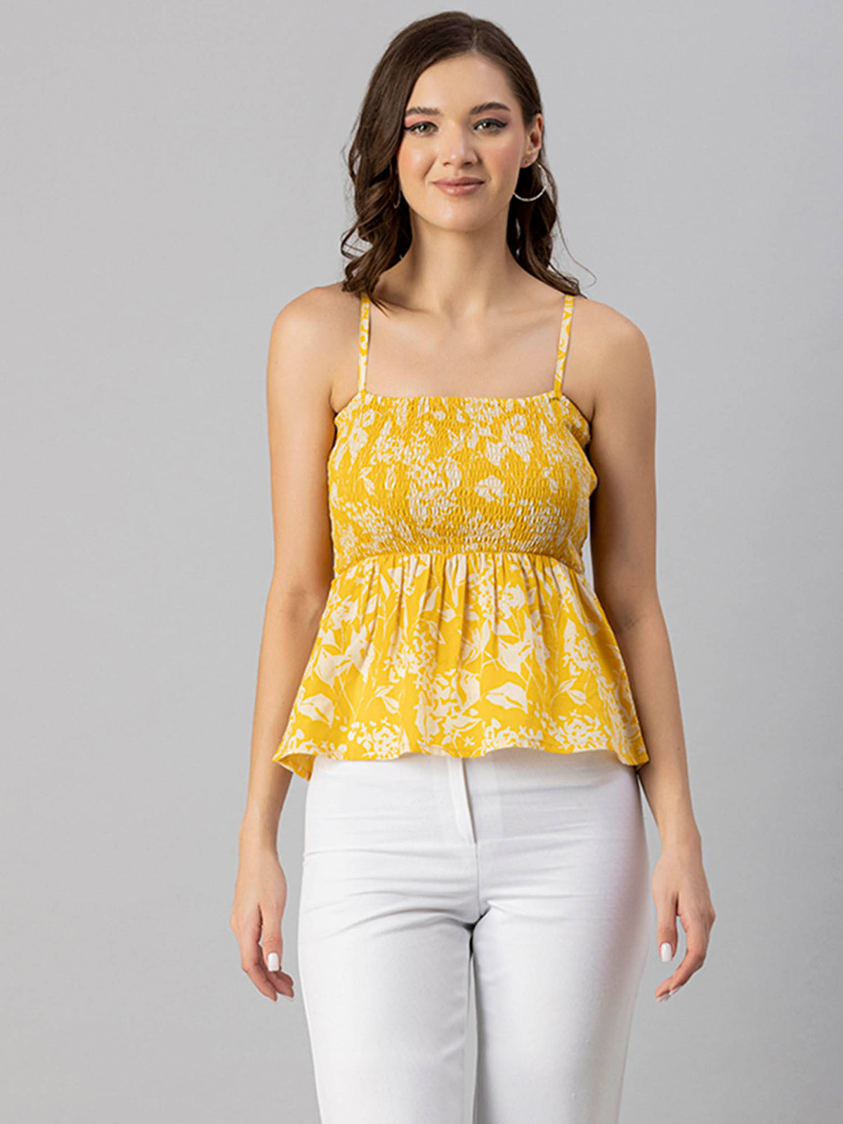 Women Peplum Fit Cotton Floral Blue Top | pt51 - view 19