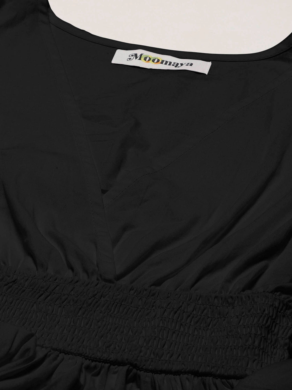 Women Peplum Fit Poplin Solid Black Top | pt51 - view 5