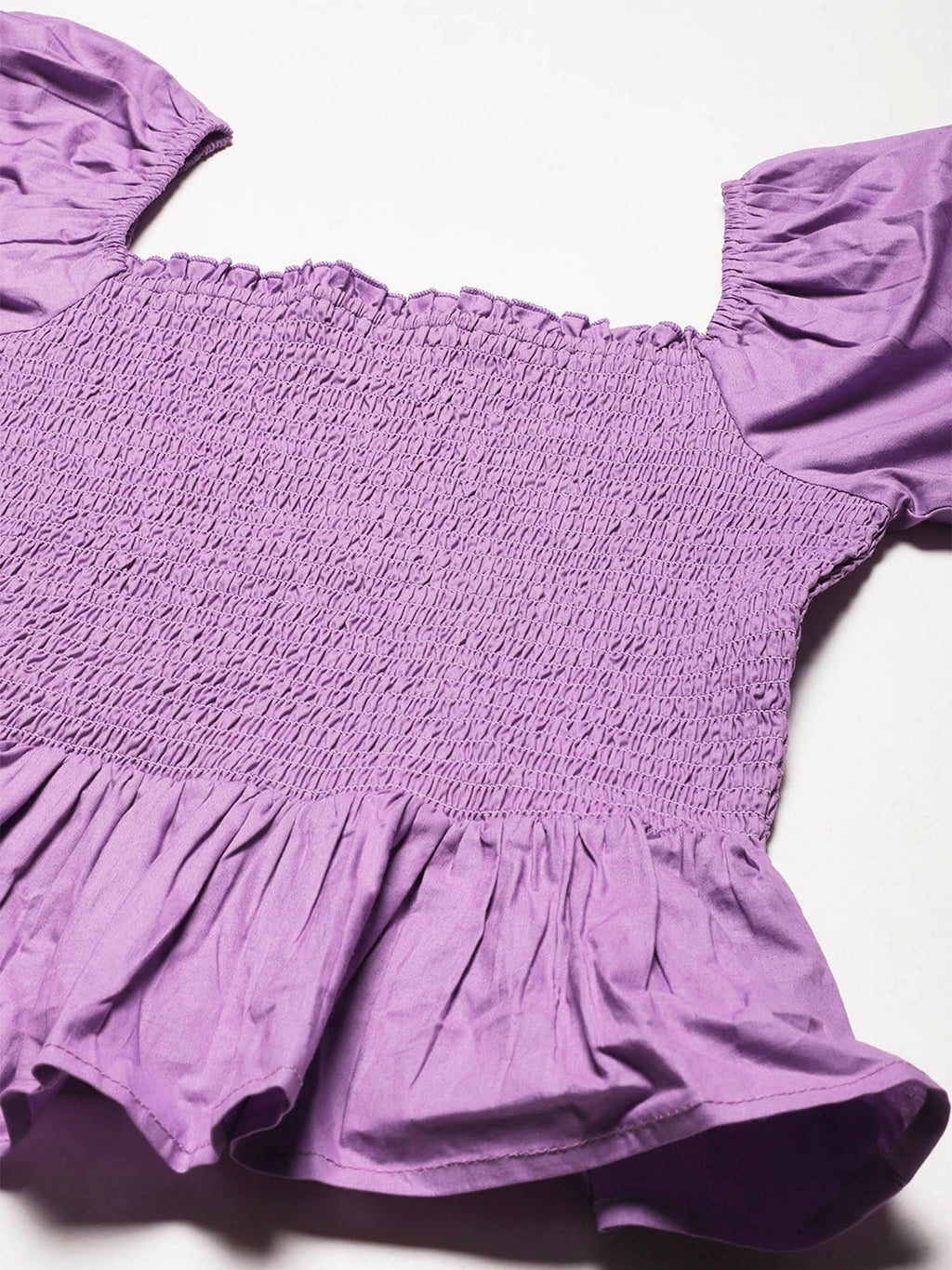 Women Peplum Fit Poplin Solid Purple Top | pt51 - view 5