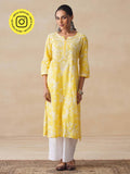 Chikankari Woven Printed Long Kurta | KDG - view 1