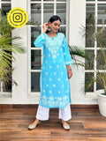Chikankari Woven Long Kurta | U3S - view 6