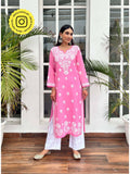Chikankari Woven Long Kurta | U3S - view 10