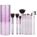 Makeup Brushes Kit Face & Eye Cosmetic Brush Set of 12 with Glitter Travel Storage Holder Case | T32 - view 1