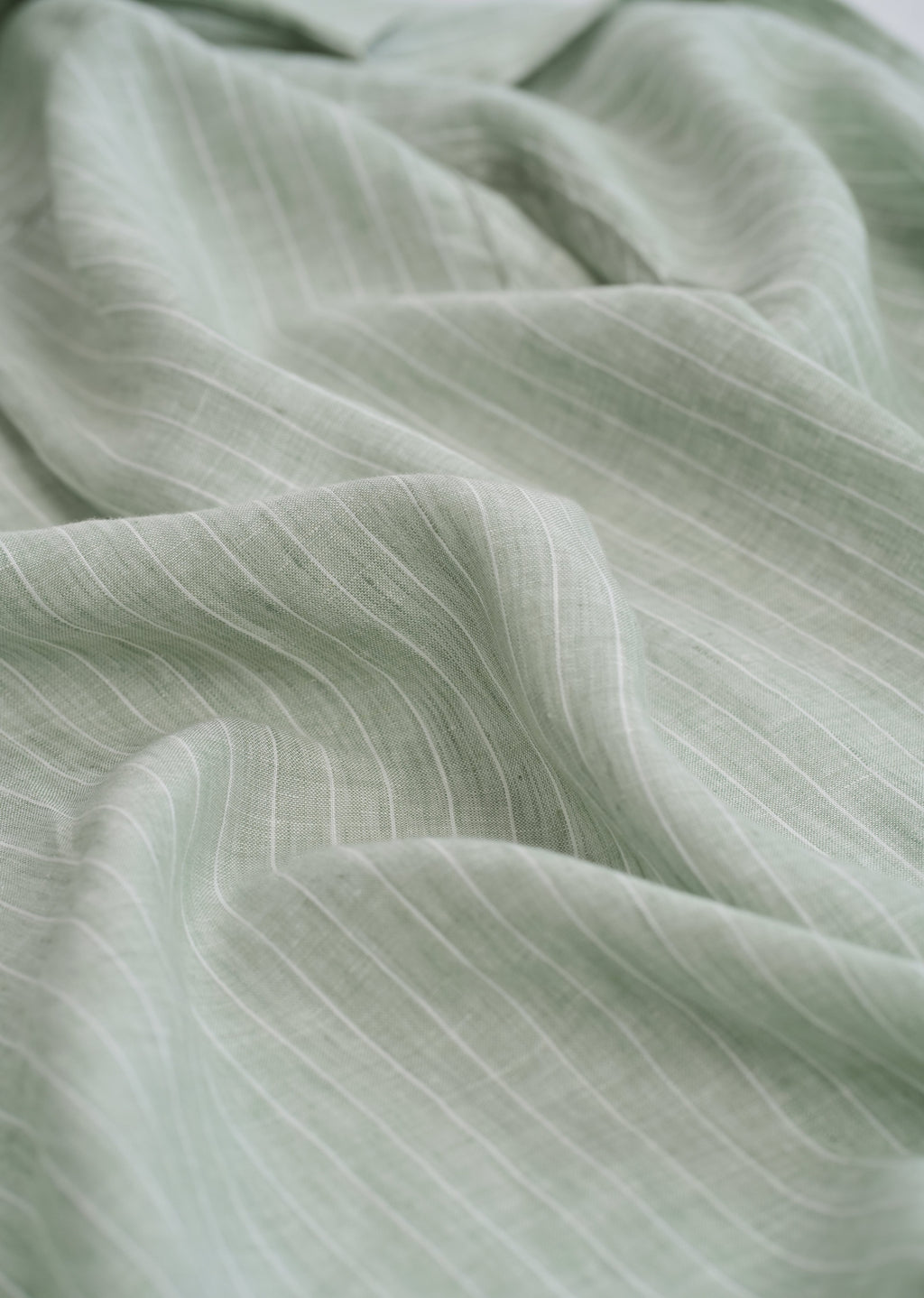 Mint Green Striped Pure Linen Shirt