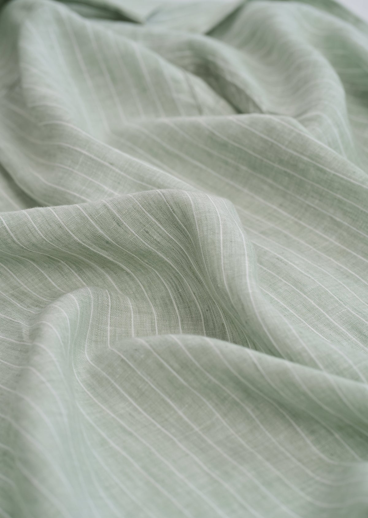Mint Green Striped Pure Linen Shirt