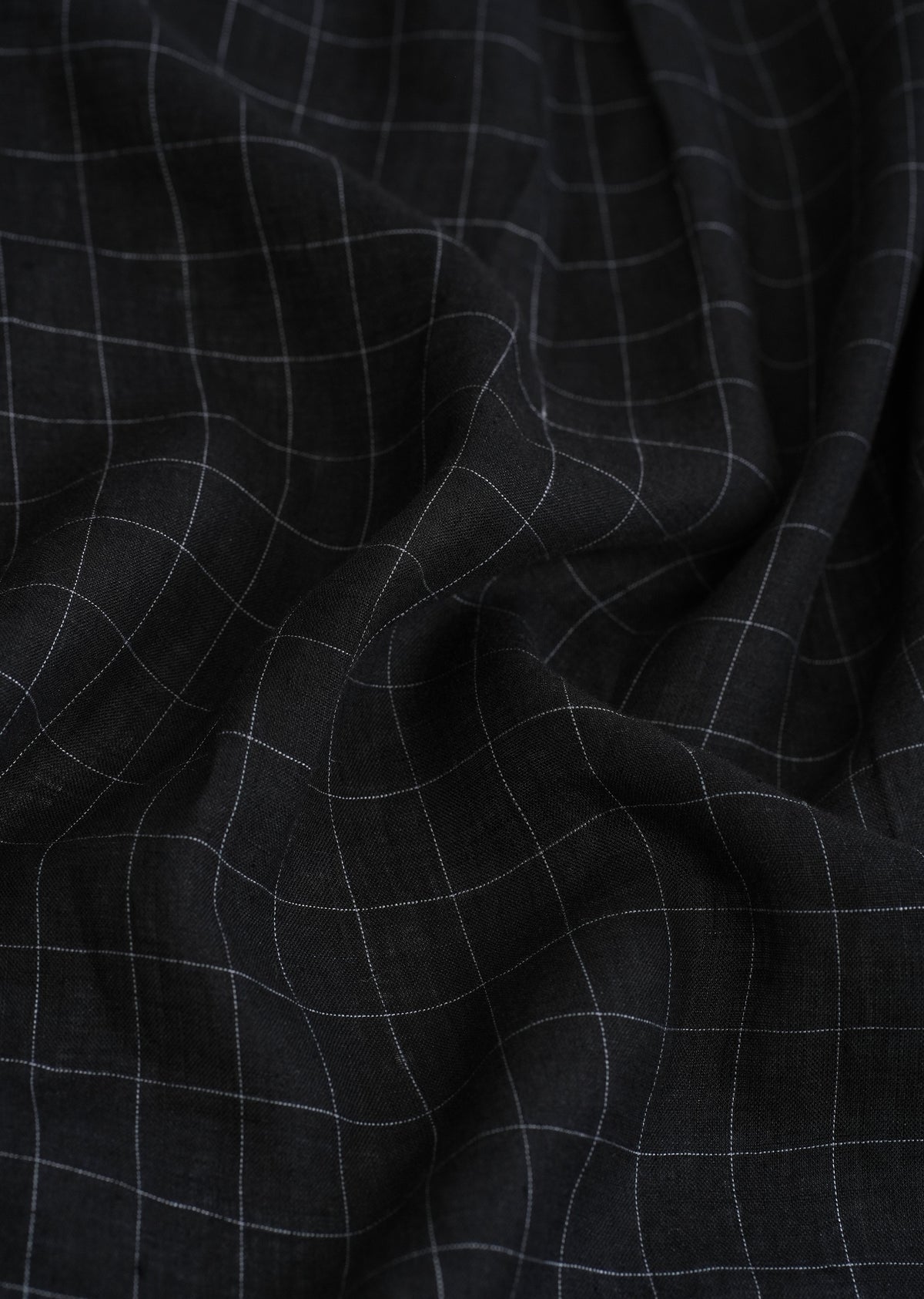 Black 100% Pure Linen Classic Check Shirt