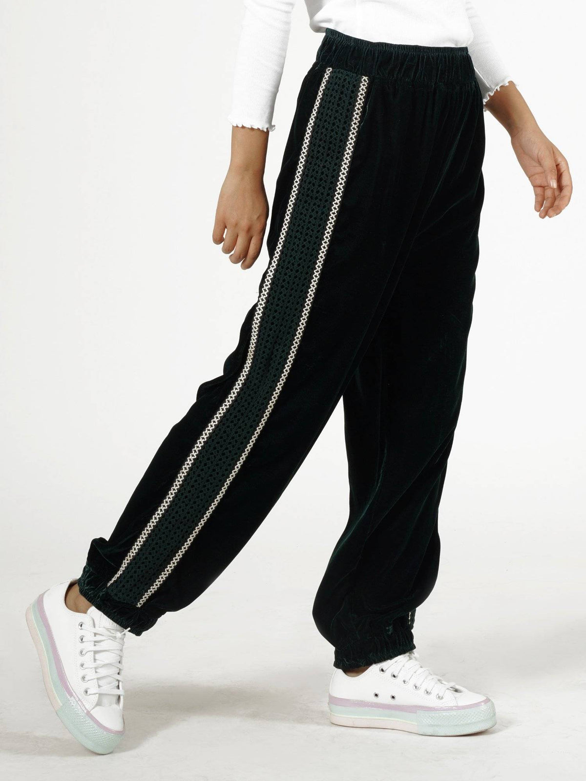 Pink Solid Velvet Joggers | WJ89 - view 7