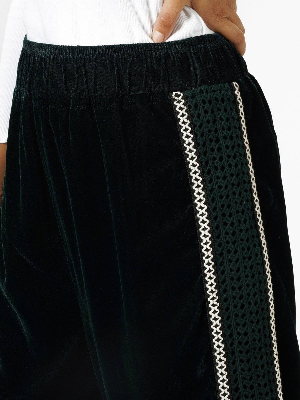 Green Solid Velvet Joggers | WJ89 - view 4