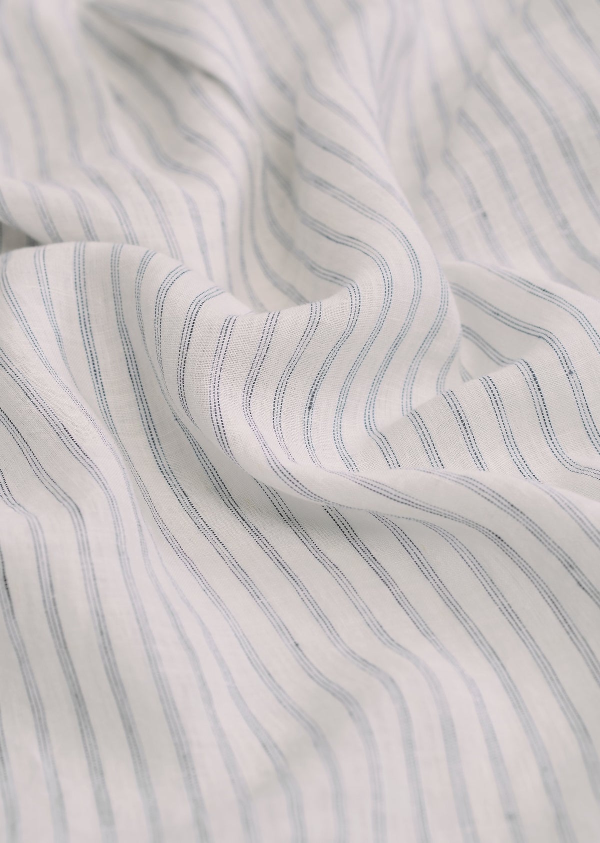100% Linen Off-White Self-Stripe Shirt