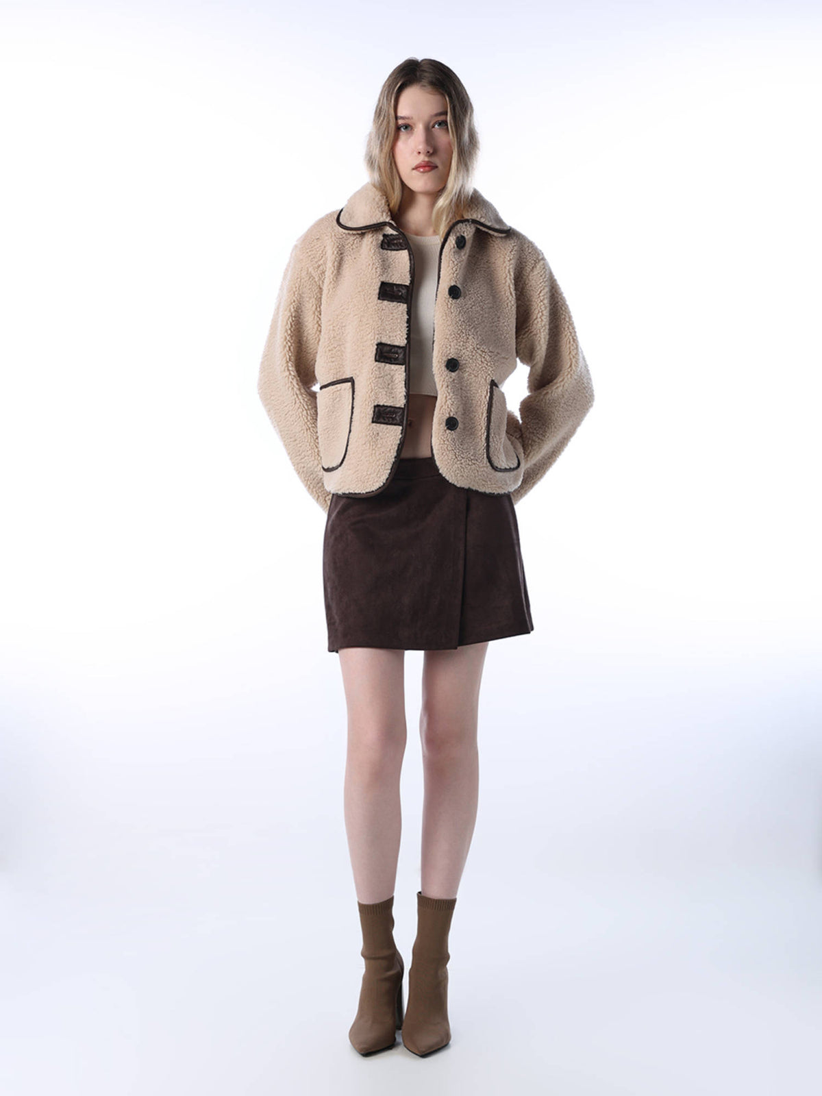 Women Beige Regular Fit Beige Jacket | JC78 - view 2