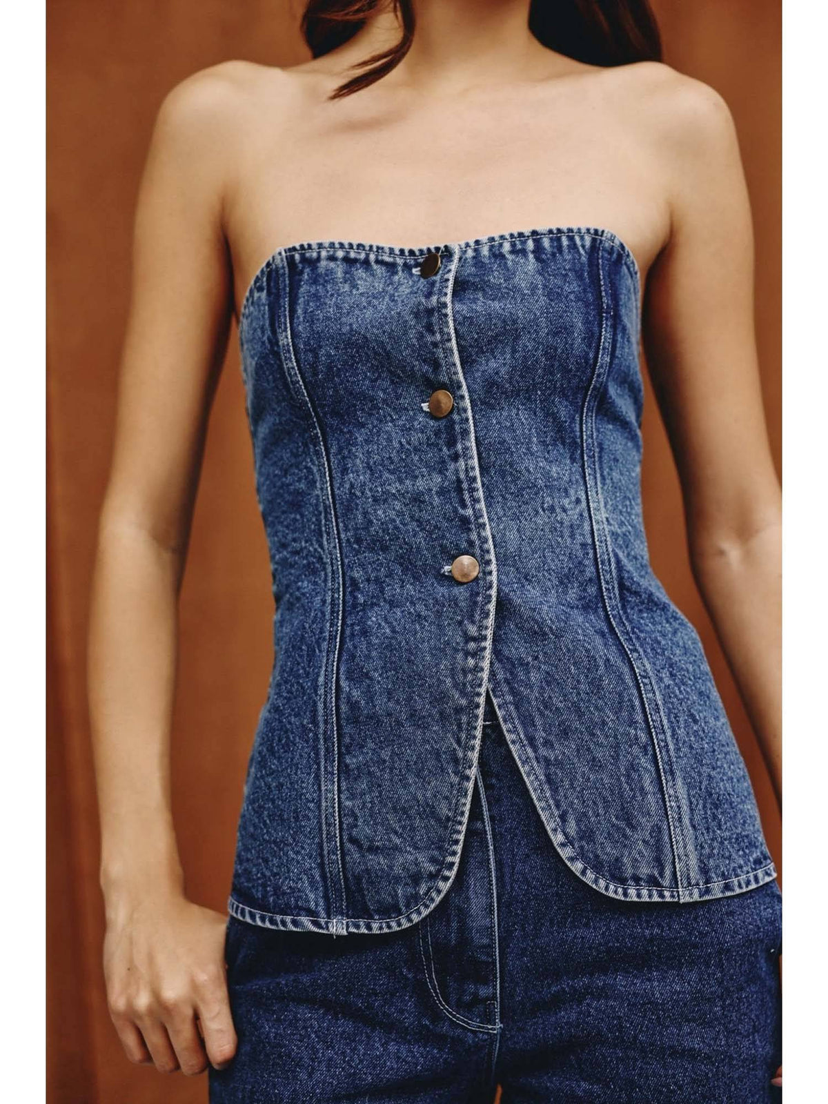 Icon Denim Strapless Bustier | TT90 - view 3