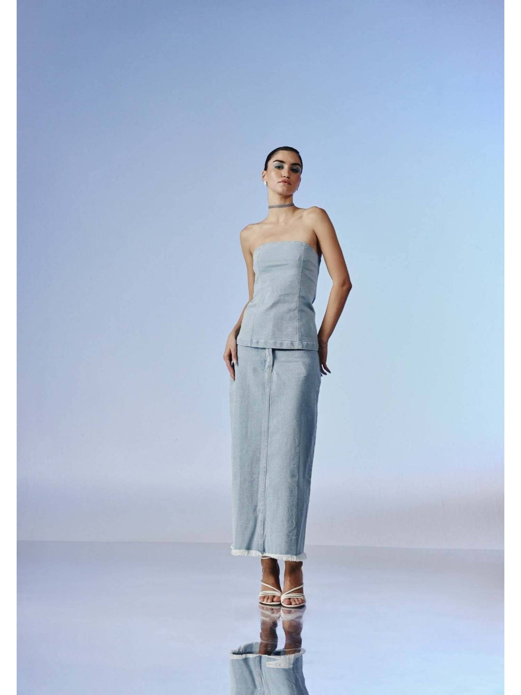 Mist Blue Strapless Top | TT90 - view 3