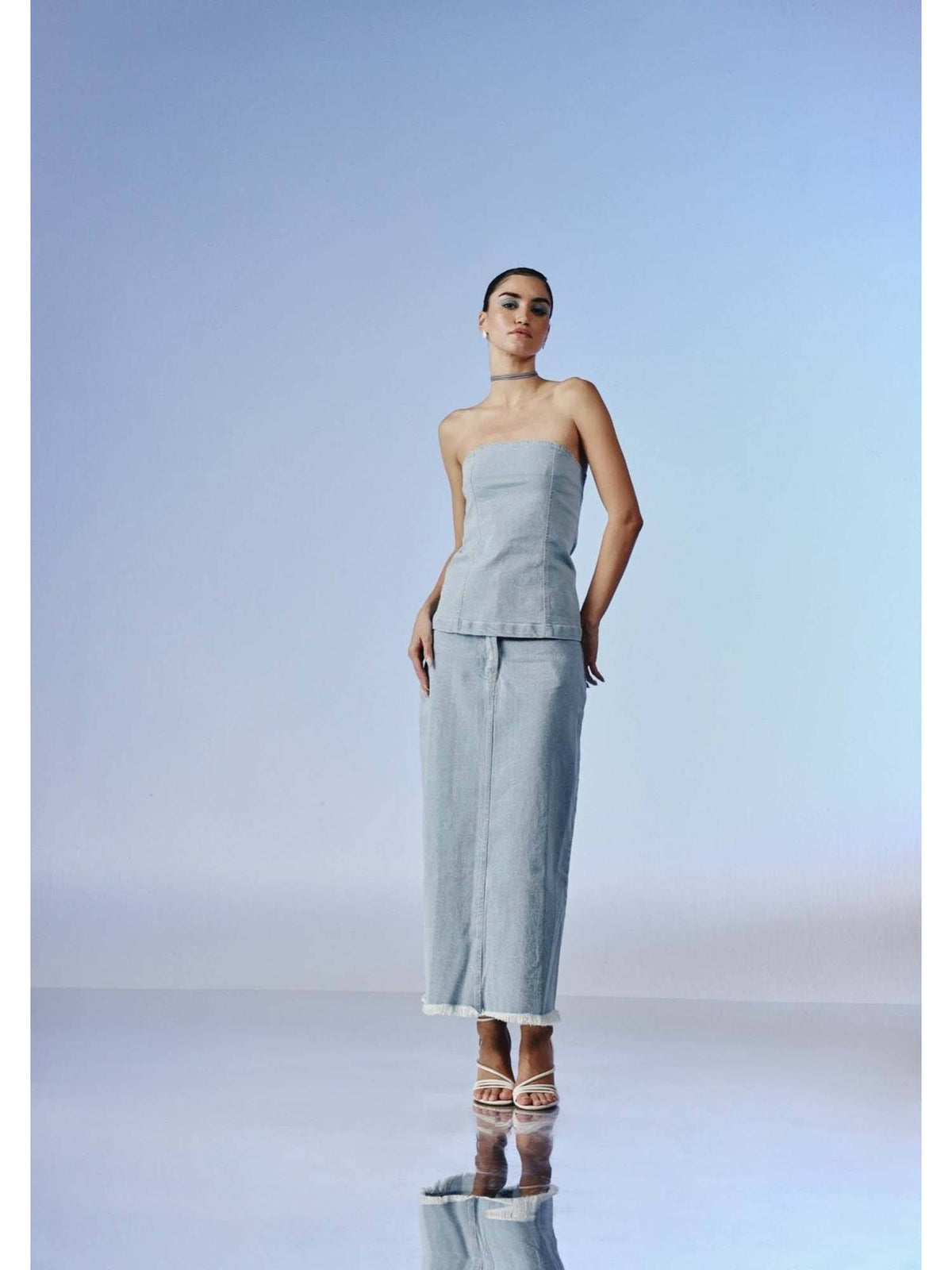 Mist Blue Strapless Top | TT90 - view 3