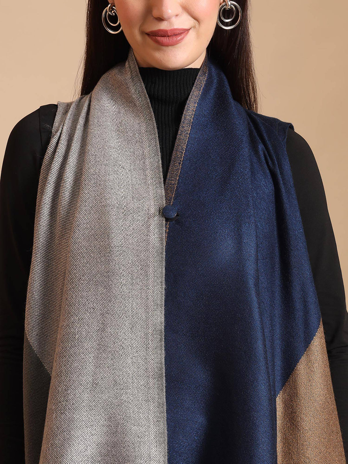 Woven Checkered Pastel Sleeveless Blue Shrug | JC78 - view 4
