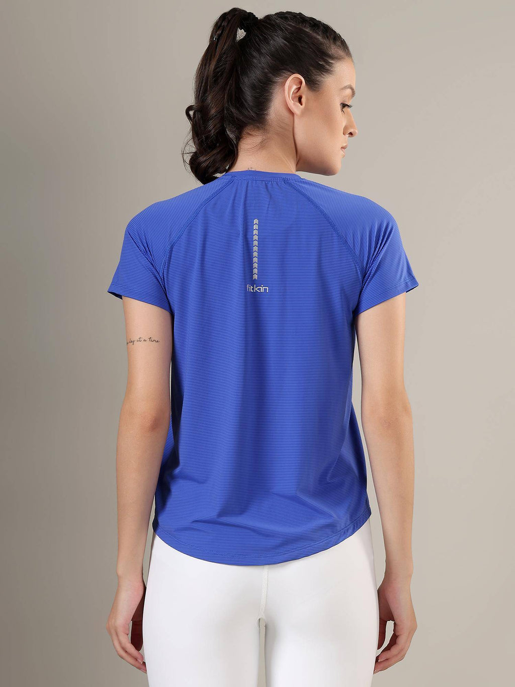 Women Blue Striped Active T-Shirt | TT89 - view 2