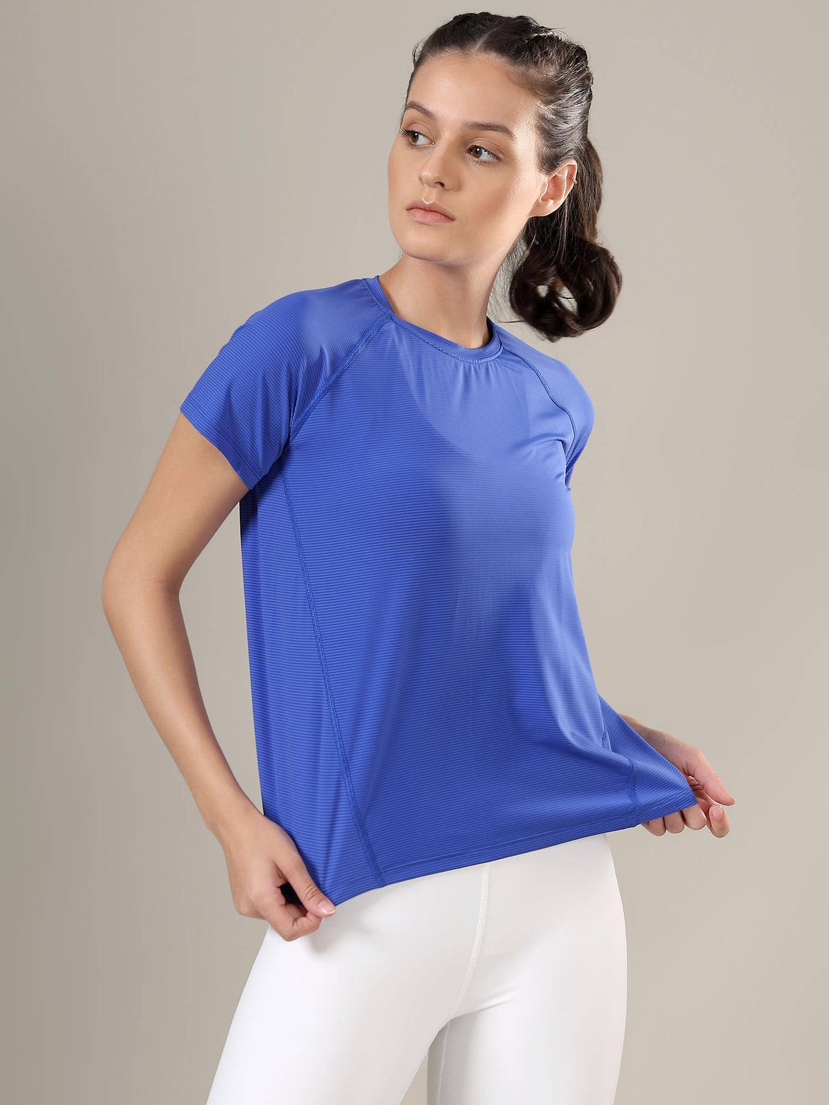 Women Blue Striped Active T-Shirt | TT89 - view 3
