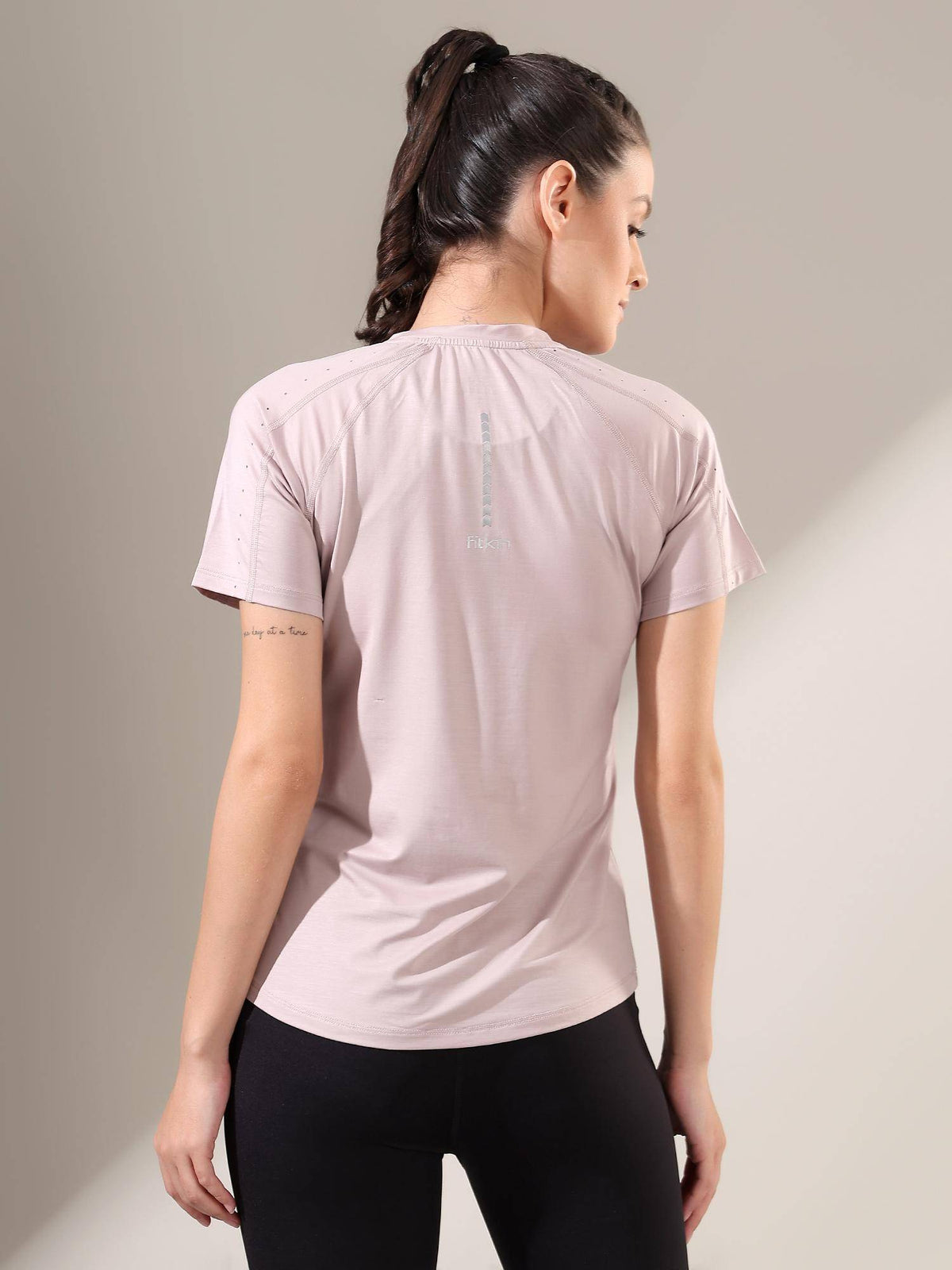 Women Pink Laser-Cut Motion T-Shirt | TT89 - view 2