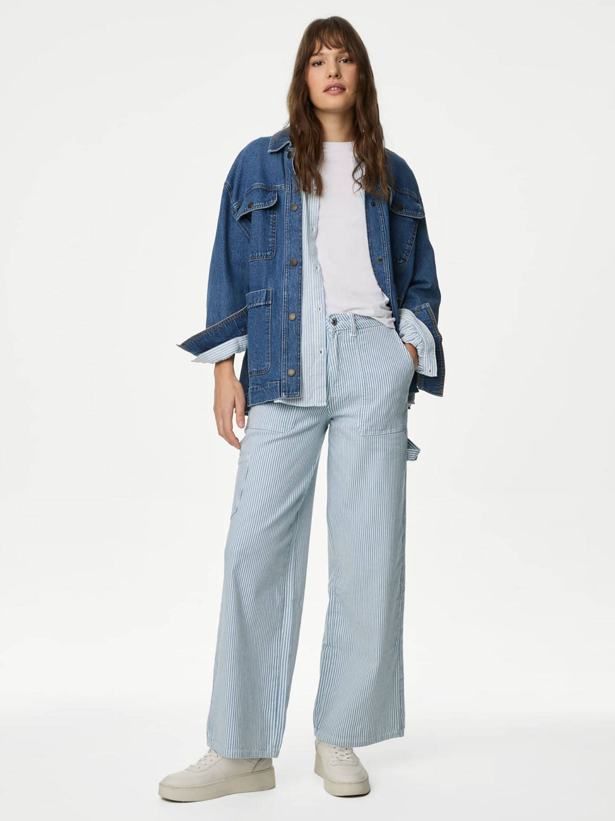 Blue Relaxed High Waisted Carpenter Wide Leg Jeans | RF89 - view 2