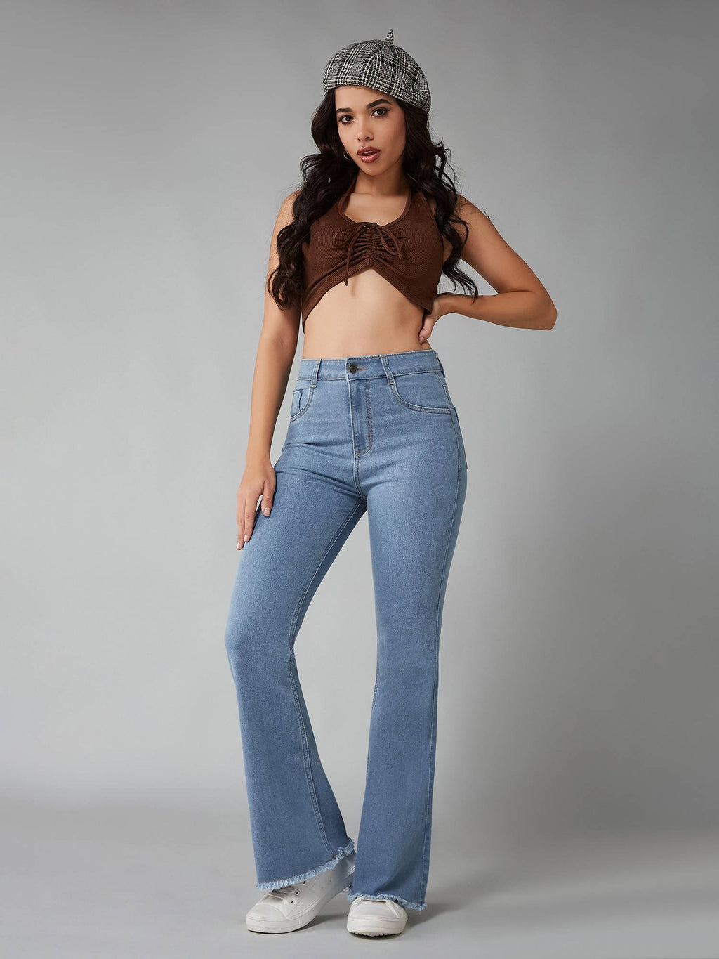 Bootcut Solid Stretchable Blue Denim Jeans | BT10 - view 1