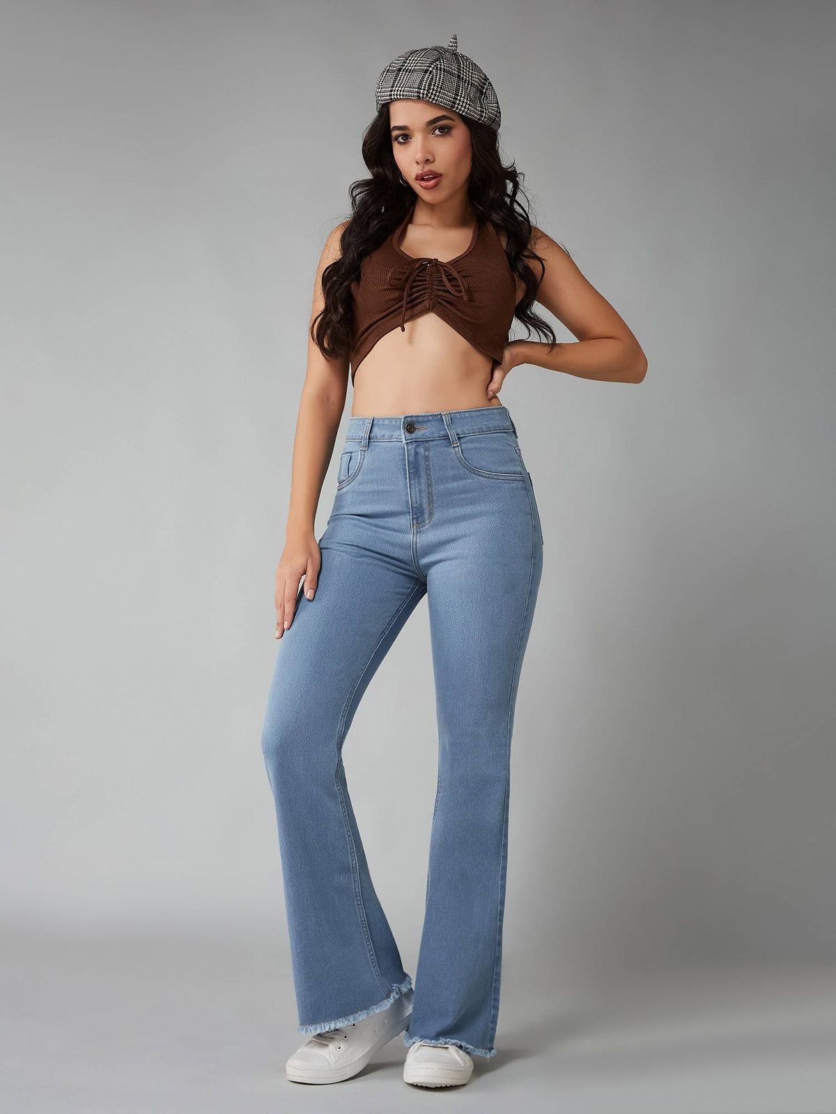 Bootcut Solid Stretchable Blue Denim Jeans | BT10 - view 1