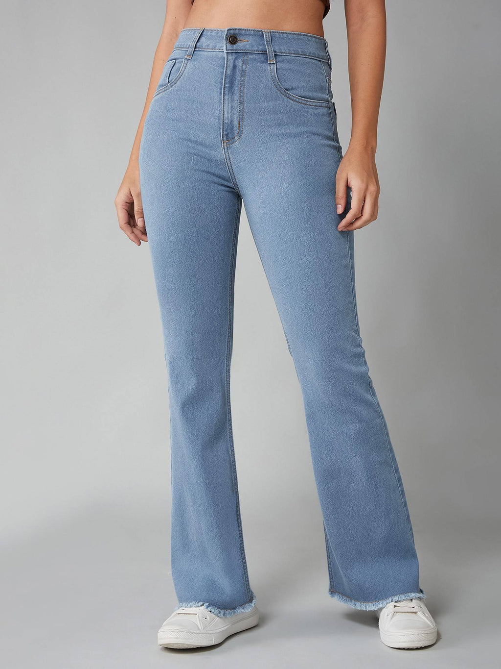 Bootcut Solid Stretchable Blue Denim Jeans | BT10 - view 3