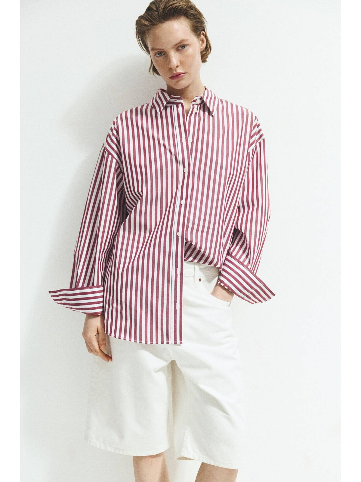 Women Blue Oversized Poplin Shirt | S67 - view 6