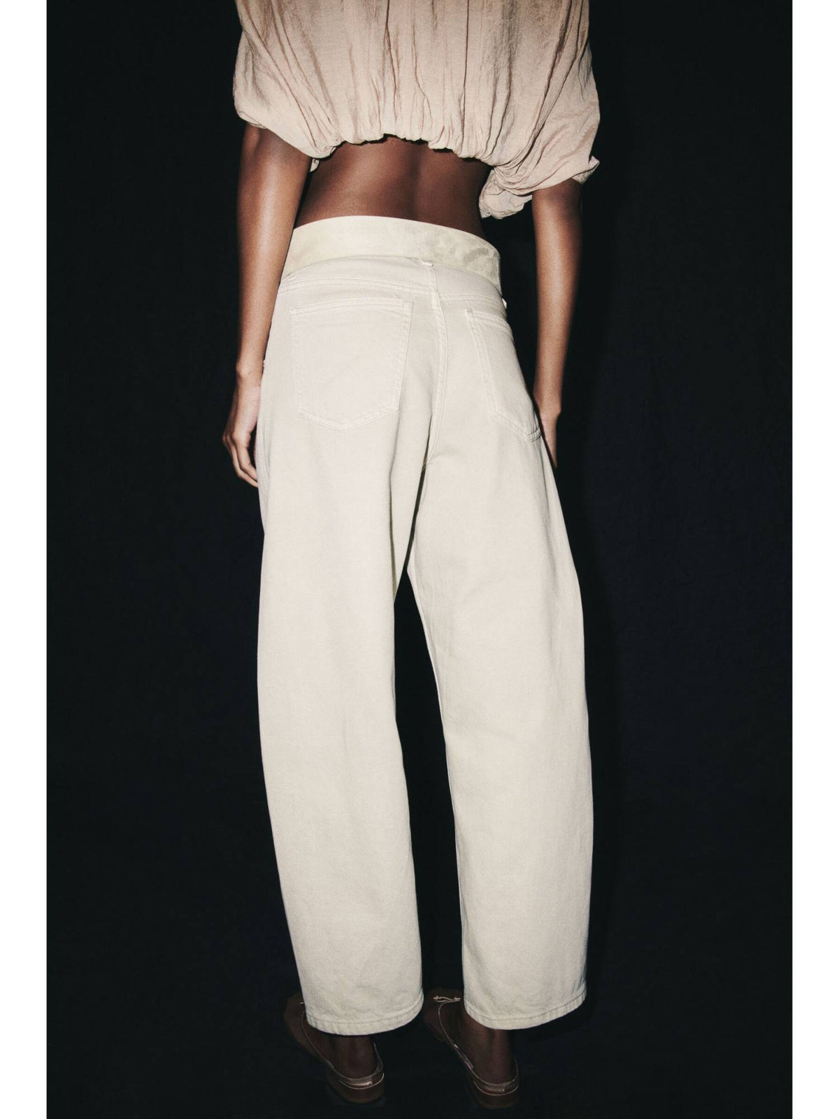 Women Beige Barrel High Waist Ankle Jeans | ST23 - view 3