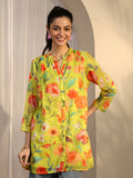 Libas Mustard Printed Chiffon Straight Shirt