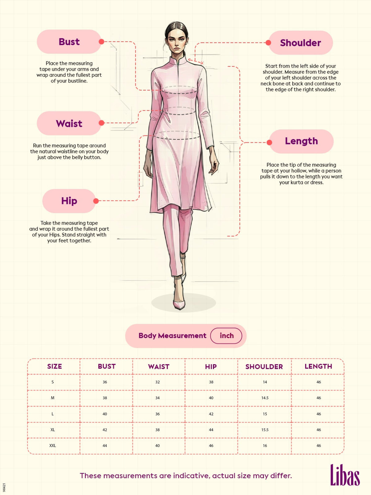 Libas Pink Floral Printed Cotton Blend A-Line Kurta