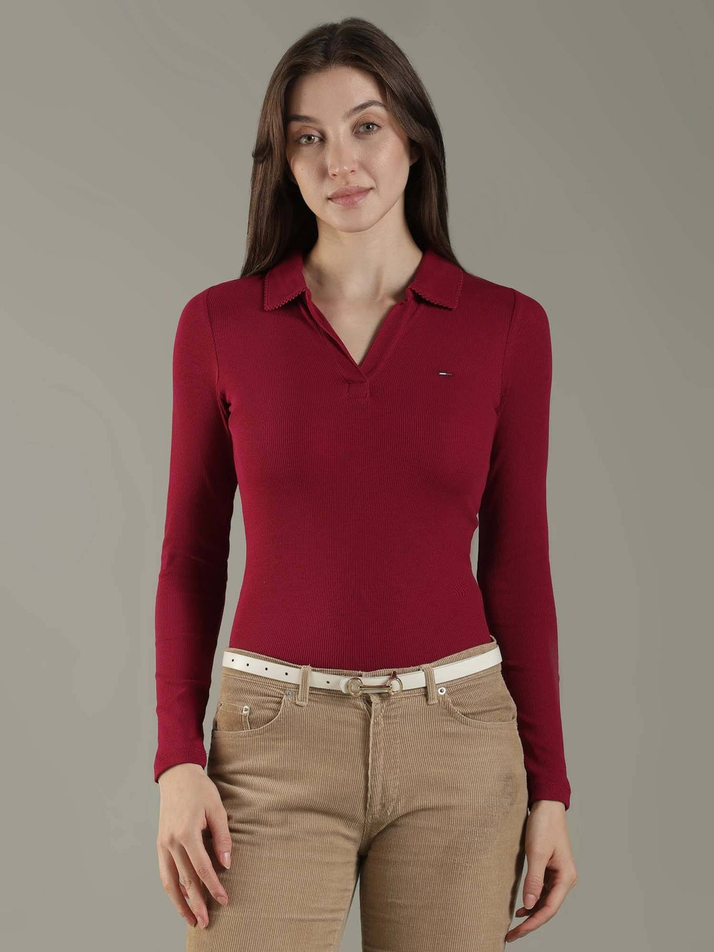 Solid Slim Fit Cotton Polo T-Shirt | PW43 - view 1